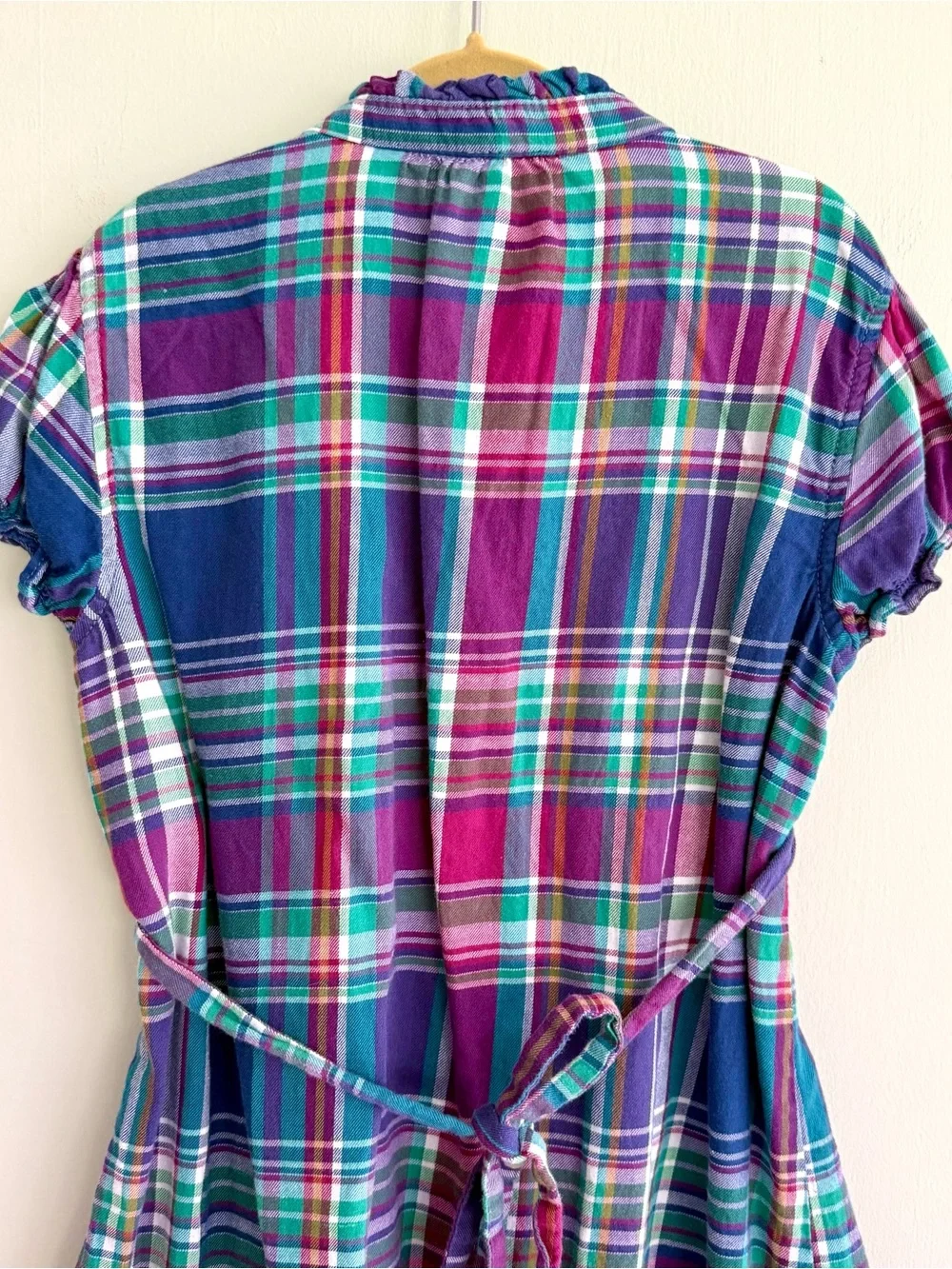 🍇RALPH LAUREN Plaid Puff Sleeve Ruffle Cotton Dress 5T